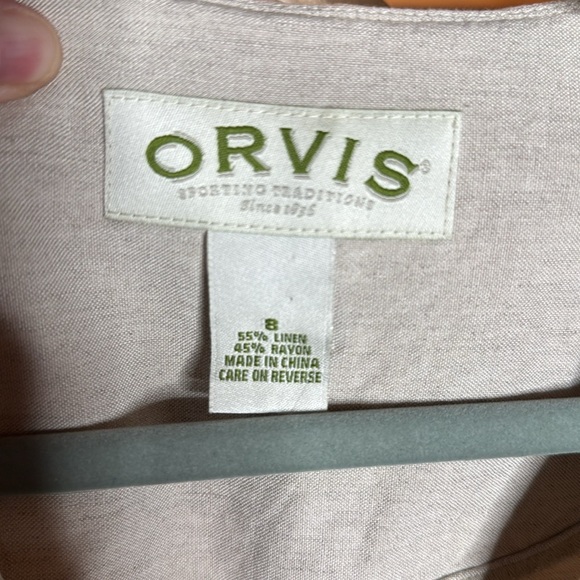Orvis Tan Linen Button Dress Size 8 - Picture 6 of 9